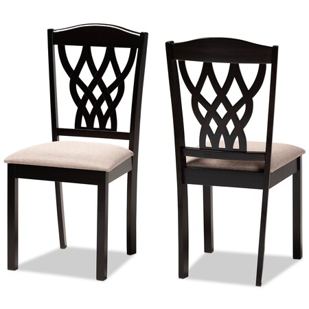 Baxton Studio Delilah Sand Upholstered and Dark Brown Wood 2-Piece Dining Chair Set 171-10953